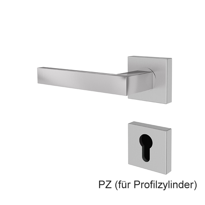 WE-Türgriff RHODOS Edelstahl mit eckigen Rosetten
