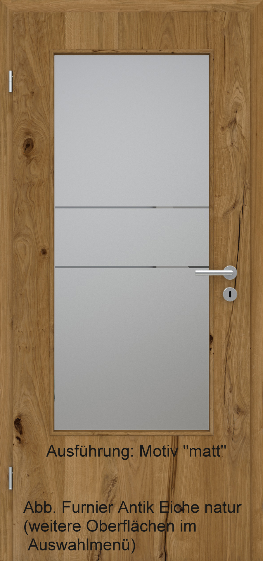 Tür Furnier ANTIK mit Glasmotiv Sand 21 auf grauem Glas