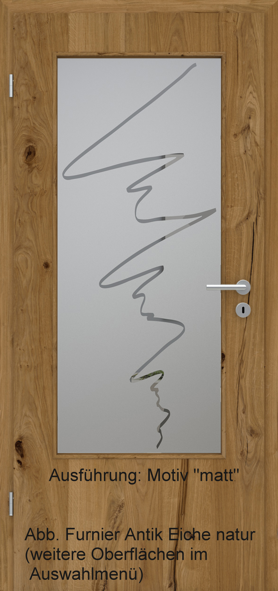 Tür Furnier ANTIK mit Glasmotiv Sand 36 auf grauem Glas