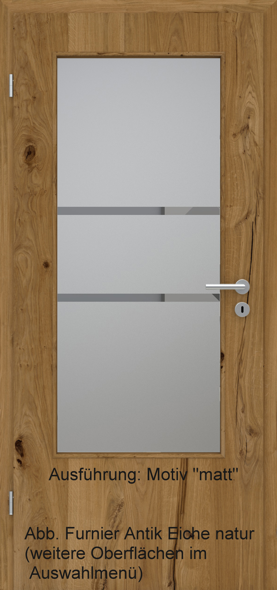Tür Furnier ANTIK mit Glasmotiv Sand 41 auf grauem Glas