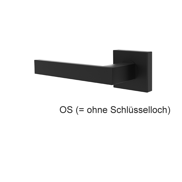 Türgriff RHODOS mattschwarz mit eckigen Rosetten